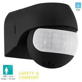 EGLO Detect me 1 Bewegungssensor aus Kunststoff, Sensor schwenkbar, Farbe: Schwarz,