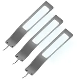 kalb Aufbauleuchte LED Schrankleuchte Schrankbeleuchtung Vitrinenbeleuchtung Bad SET, 3er SET, neutralweiß grau