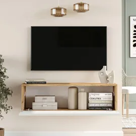 [en.casa] Lapinlahti TV-Lowboard 100 x 29,5 x 31,5 cm Eiche rustikal/Weiß Spanplatte