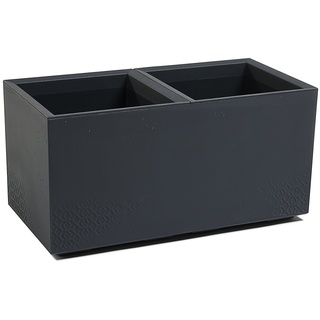 Ondis24 Pflanzkübel Caro Beton Optik Blumenkübel mit Rollen aus Kunststoff 100% Recycled, frostsicher und UV-beständig silberfarben 72 l | 78 cm x 39.4 cm x 39 cm