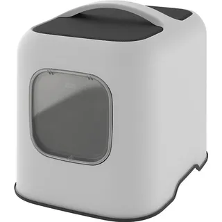 Rotho Biala Katzenklo mit Haube und Schaufel weiss/anthrazit, recyceltes Material