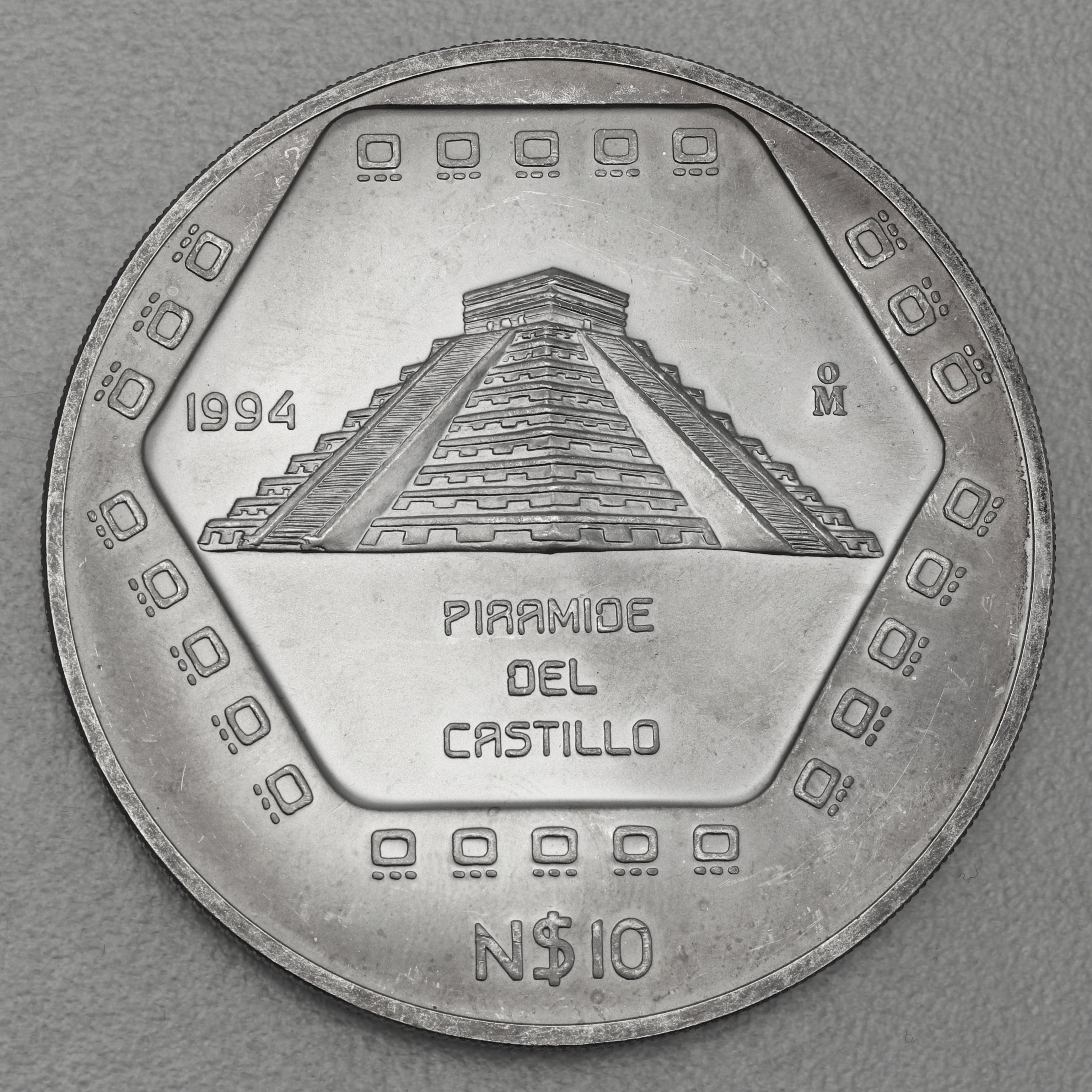 Silbermünze 5oz Pyramide Castillo 1994 Präkolumbische Kulturen ? Maya (Mexiko)