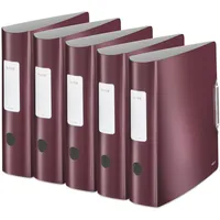 Leitz Qualitäts-Ordner 180° Active Style, 5er Pack, A4, Granat