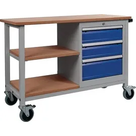 Bedrunka+Hirth Werkbank B1200xT540xH880mm Buche Multiplex lichtgrau/signalblau 4 Schubl.