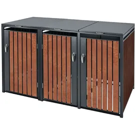 ML-Design Mülltonnenbox 3er 200 x 80 x 116,3 cm anthrazit-rostoptik