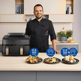 Philips 5000 Series Steam Airfryer Dual Basket NA552/00 Dunkelgrau/Kupfer