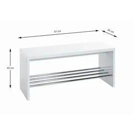 Haku-Möbel Schuhbank 81 x 40 x 30 cm weiß hochglanz / weiß