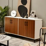 Costway Sideboard 148 x 40 x 75,5cm, Kommode mit 4 Türen,