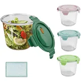 YBCCBY 4er Glasbehälter mit Deckel Frischhaltedosen Meal Prep Glas 750ml Suppenbehälter Vorratsbehälter Glas Aufbewahrungsdosen Mealprep Boxen Gefrierdosen Einfrieren Behälter Gasslock Set für Suppe
