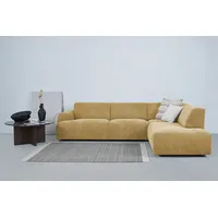 Ecksofa ANDAS "Linkka" Sofas Gr. B/H/T: 282cm x 75cm x 223cm, Chenille, Ottomane rechts, gelb (mustard) L-Form, in einem weichen Chenille-Stoff, mit Wellenunterfederung