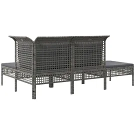 vidaXL 4-tlg. Garten-Lounge-Set mit Kissen Grau Poly Rattan