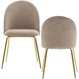 KADIMA DESIGN Esszimmerstuhl Polly Samt beige/grün 2er Set
