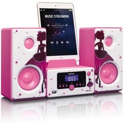 Lenco MC-020 Mikro-Stereoanlage mit FM-Radio und Bluetooth Microanlage (FM-Tuner, 5 W) lila|weiß