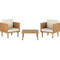 Beliani Beliani, Gartenlounge, Balkonset Akazienholz hellbraun Auflagen creme BARATTI