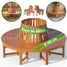 CASARIA Baumbank Ø 160 x 60 cm Braun