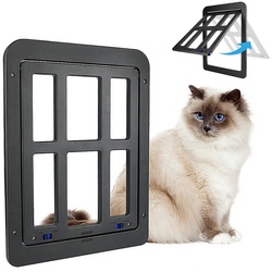 CALIYO Katzenklappe Katzenklappe Fliegengitter Automatischen Verschluss Hundeklappe, Fliegengitter Balkontür mit Katzenklappe Haustierklappe schwarz