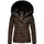 Navahoo Damen, warme Winter Steppjacke mit Abnehmbarer Kunstfell-Kapuze Milianaa Dark Choco Gr. S - S