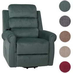 Fernsehsessel HWC-K63, Relaxsessel, Liegefunktion Aufstehhilfe Massage Heizfunktion, Stoff 220g/m¬≤ Chenille ~ blau-gr√on