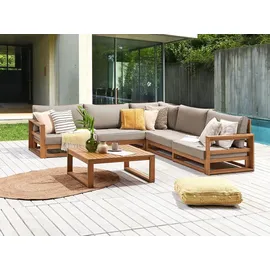 Beliani Lounge Set 5-Sitzer Loungeset Hellbraun