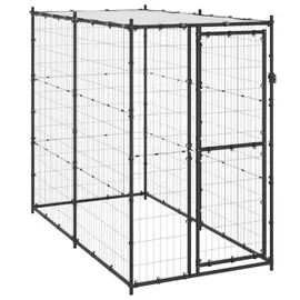 vidaXL Outdoor-hundezwinger Stahl mit Dach
