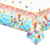 Tischdecke zum 1. Geburtstag,Party Tischdecke 1. Geburtstag,TableCloth Tischdeckenrolle 1 Geburtstag Plastiktischdecke Papiertischdecke für Baby,Mädchen,Jungen,Geburtstagsparty Disposable TableCloth