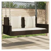 VidaXL Hängebank mit Kissen Braun 119x56x48 cm Poly Rattan