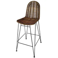 Dynamic24 Barhocker, Rattan natur beige|schwarz