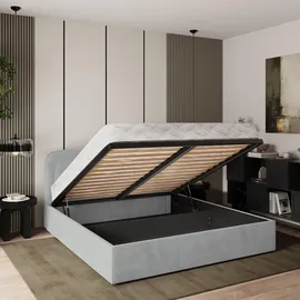 masseno Polsterbett, Hellgrau, Holz, 140x200 cm, Schlafzimmer, Betten, Polsterbetten