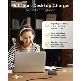 goobay Multiport 4-fach Tischladegerät (65 W) schwarz