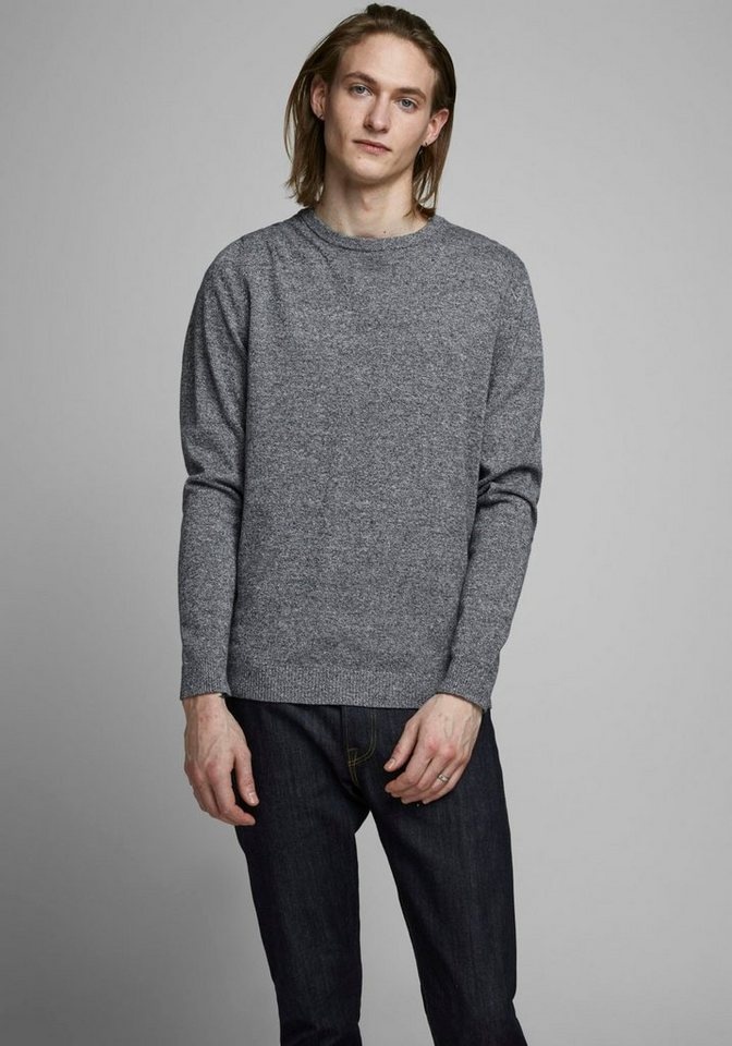 Jack & Jones Rundhalspullover BASIC KNIT CREW NECK blau