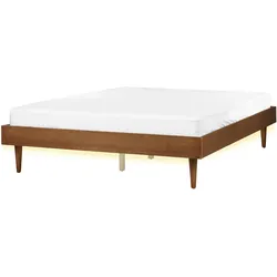 Bett mit LED TOUCY 160 x 200 cm Braune Esche