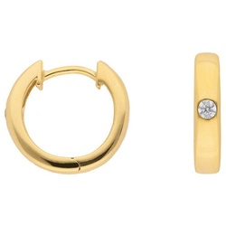 Adelia ́s Paar Ohrhänger 333 Gold Ohrringe Creolen mit Zirkonia Ø 13,6 mm, mit Zirkonia Goldschmuck für Damen goldfarben