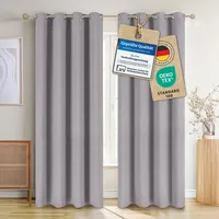 Blumtal Verdunklungsvorhänge 2er Set - Thermovorhang Hitzeschutz - Vorhang Blickdicht mit Ösen - Gardinenschals mit Schlaufen - Lärmschutzvorhang-Gardinen 160x132cm - Thermo Vorhang- Gardine Grau