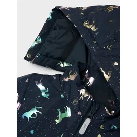 NAME IT Outdoorjacke NAME IT "NMFMAXI PA JACKET FOIL AOP NOOS", Jungen, Gr. 98, schwarz sapphire aop:unicorn, Web, Obermaterial: 100% Polyester, bedruckt, ca. Mitte Oberschenkel, Jacken Outdoorjacke, mit dekorativen und reflektierenden Details