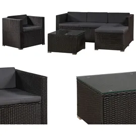 Juskys Punta Cana L Polyrattan Lounge schwarz/dunkelgrau