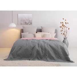 OTTO home Amanda Bettüberwurf 140 x 210 cm Grau/Rosa
