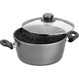 STONELINE Kochtopf 18 cm grau mit Glasdeckel