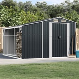 SECOLI Gerätehaus mit Holzunterstand Fahrradgarage Metall Unterstand Wetterfest Geräteschuppen Metallgerätehaus 277 x 279 x 179 cm Fahrradunterstand Anthrazit Geräteschuppen