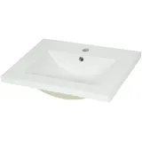 MCW Waschbecken MCW-D16, Waschtisch Handwaschbecken Badezimmer Bad, Keramik eckig weiß ~ 61cm 30mm Kante