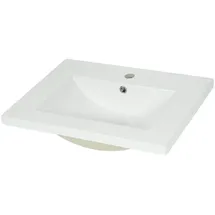 MCW Waschbecken MCW-D16, Waschtisch Handwaschbecken Badezimmer Bad, Keramik eckig weiß ~ 61cm 30mm Kante