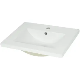 MCW Waschbecken MCW-D16, Waschtisch Handwaschbecken Badezimmer Bad, Keramik eckig weiß ~ 61cm 30mm Kante