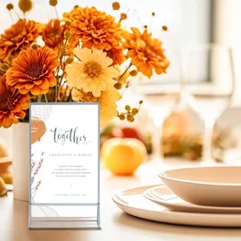 Relaxdays Tischaufsteller 6er Set, Thekenaufsteller DIN A6, Hochzeit, für Menükarten u. Fotos, Acryl, transparent/Silber