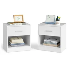 VASAGLE Nachttisch, 2er Set, Beistelltisch, mit Schublade, Griff, offenes Fach, Couchtisch, für Schlafzimmer, Wohnzimmer