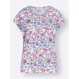 Classic Basics Kurzarmshirt CLASSIC BASICS "Druck-Shirt", Damen, Gr. 54, weiß (weiß, bedruckt), 100% Baumwolle, bedruckt, geblümt, gemustert, mehrfarbig, Rundhals, Shirts