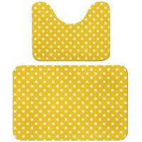 DreamBay Badezimmer U-förmig Toilettenvorleger und Badvorleger Teppich Fußmatte gelb gepunktet Vintage