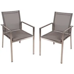 GARDEN PLEASURE Stuhl-Set »Sienna«, Stapelstuhl, 2er, Grau, Edelstahl, Kunststoff
