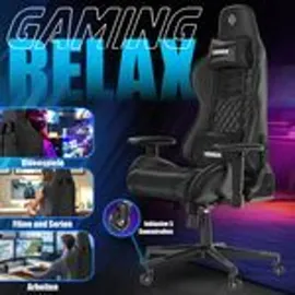 Kesser KESSER® Gaming Stuhl Ergonomisch Bürostuhl mit Kopfstütze & Lendenkissen Racing Gamer Stuhl 150kg belastbar Armlehne 360° Drehbarer Schreibtischstuhl Gaming Chair + Gummi-Rollen