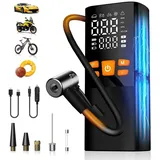 AIBISTAR Akku-Luftpumpe 6000mAh Tragbare Fahrradpumpe 150PSI Elektrische Luftpumpe, mit Intelligentes Display,Für Auto, Motorrad, Fahrrad & Ball schwarz