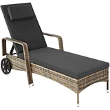 Tectake Rattan Sonnenliege 200 x 70 x 33 cm Grau