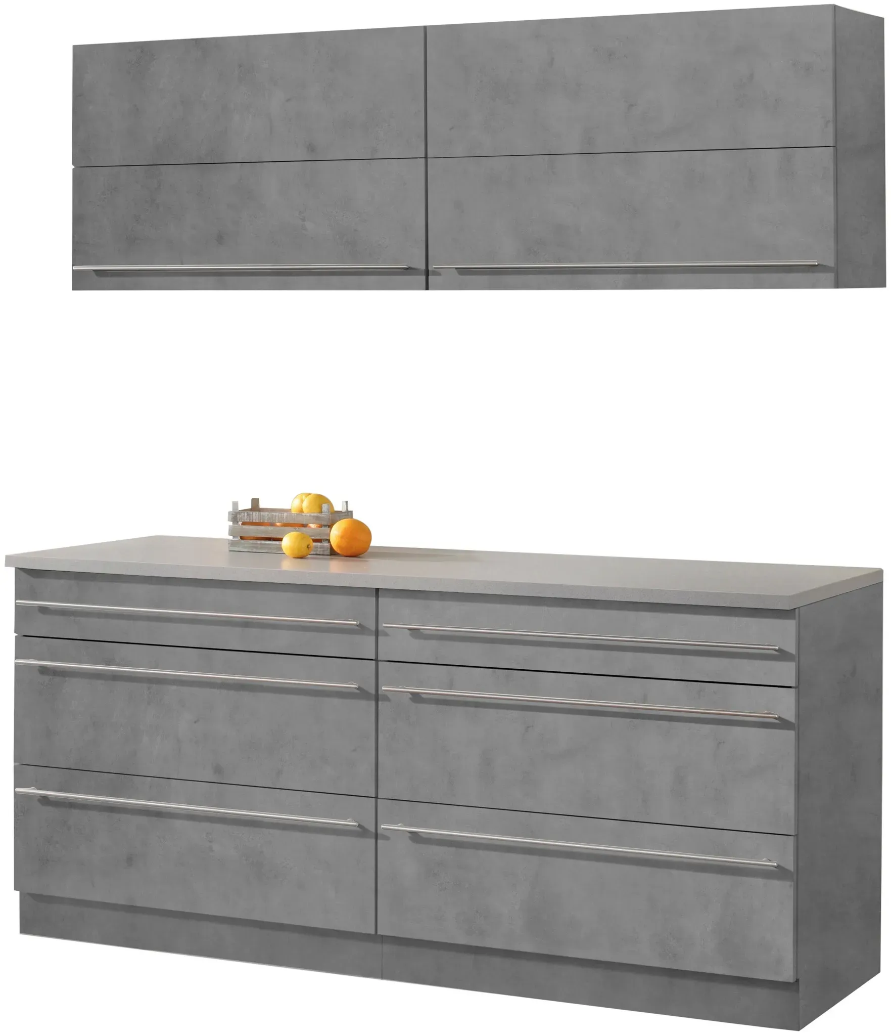 Küche WIHO KÜCHEN "Chicago", grau (küche: front und korpus: beton, arbeitsplatte: canvas grau, arbeitsplatte: canvas grau), B:180cm, Komplettküchen-Sets, ohne E-Geräte, Gesamtbreite 180 cm